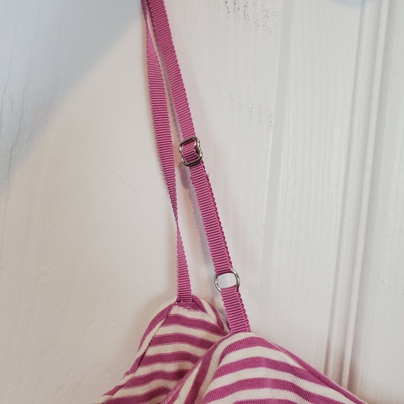 5/$20 Pink white striped lace layer bralette Joe's Jeans - Picture 6 of 8